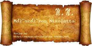 Mészáros Nikoletta névjegykártya